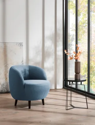 Produktbild von LOOKS by Wolfgang Joop Sessel LOOKS XIV made by DOMO Collection Designersessel, Polstersessel, Einzelsessel, Wohnzimmersessel, Microfaser in blau, 72 x 76 cm