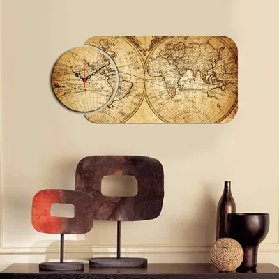 Image de Opviq, YMS- HMA5142, Coloré, Horloge murale, 68 x 32 cm, 100% MDF (épaisseur : 3 mm)