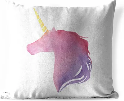 Produktbild von MuchoWow® Outdoor Kissen - Kinder Illustration Einhorn in lila - 45x45 cm - Wetterfest - Lounge Kissen - Fotokissen - Dekoratives Kissen