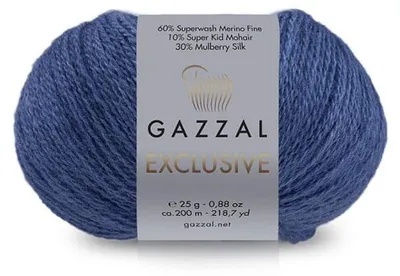 Obrázek produktu pro Gazzal Exclusive 9938 Denim Lace – příze z merino vlny, hedvábí a mohéru, 25 g, 200 m