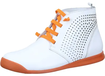 Produktbild von Manitu Damen Stiefelette aus Leder mit Perforation und farbiger Sohle 990761, Größe:37 EU, Farbe:Weiß