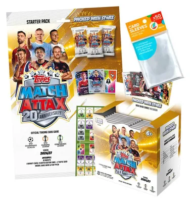 Obrázek produktu pro Sada karet UCC Match Attax Champions League 2026/27 – 1 startovní balíček + 1 balíček s 36 boosterů + exkluzivní obaly pro sbírání