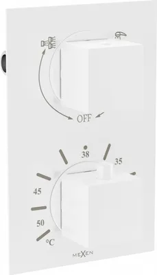 Produktbild von Mexen Cube Thermostat-Wannen-/Brausebatterie mit 2 Ausgängen, Weiß - 77502-20