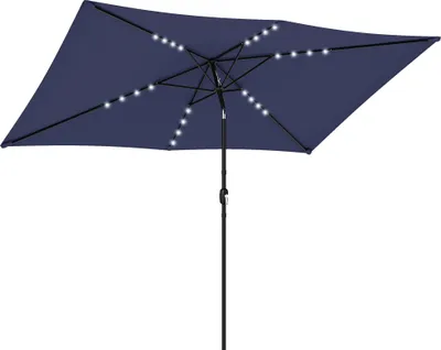 Produktbild von SonnenschirmLEDSolarca.300x200cmknickbarBalkonschirmmitKurbelSchutzhülle,UVSchutz,DrehbarMarineblau