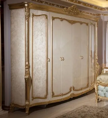 Produktbild von Casa Padrino Luxus Barock Schlafzimmerschrank Weiß / Beige / Gold - Prunkvoller Massivholz Kleiderschrank im Barockstil - Barock Schlafzimmer Möbel - Edel & Prunkvoll