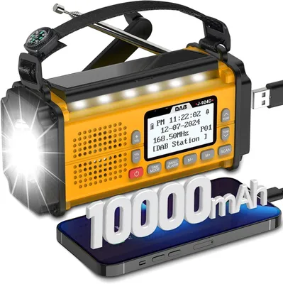 Produktbild von Noodradio – Sonnenradio und Kurbelradio – Tragbar mit 10000 mAh und DAB+/FM – Gelb