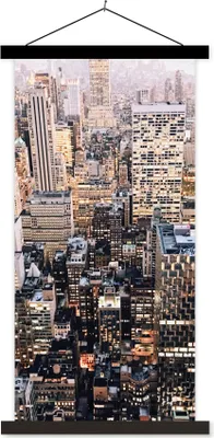 Produktbild von MuchoWow® Textilposter New York - NYC - Amerika 60x120 cm mit schwarzem Rahmen - Magnete