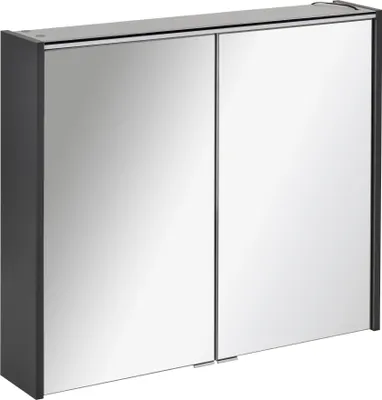Produktbild von FACKELMANN LED Spiegelschrank DENVER / Badschrank mit gedämpften Scharnieren / Maße (B x H x T): ca. 80 x 68,5 x 16 cm / hochwertiger Schrank mit Spiegel und Beleuchtung fürs Bad / Korpus: Grau