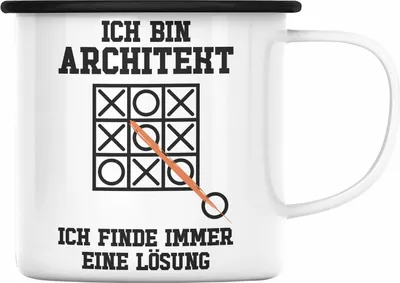Produktbild von Trendation - Architekt Geschenk Emaille Tasse Lustig Emaille Emaille Tasse mit Spruch Architektur Architekten Geschenkidee Männer (Schwarz)