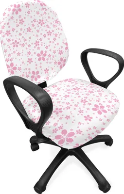 Produktbild von ABAKUHAUS Kirschblüte Bürostuhl Schonbezug, rosa Flora, dekorative Schutzhülle aus Stretchgewebe, Pale Pink Weiß