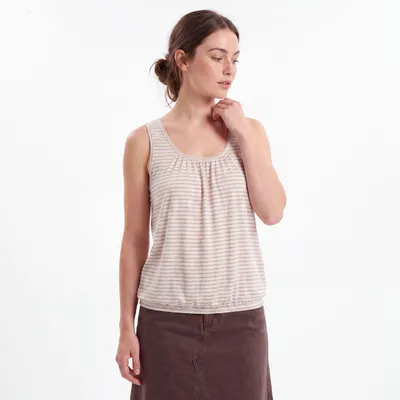 Produktbild von Trägertop Damen Querstreifen Freizeitshirt Rundhals 38 40 42  Baumwolltop