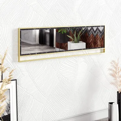 Image de Skye Decor, Polka- Polka 2 ZNA, doré, noir, miroir mural, 37,8 x 121,8 x 3 cm, panneau de particules 100 % mélaminé
