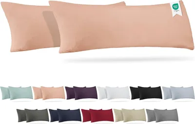 Zdjęcie produktu dla Poduszki dla osób śpiących na boku, 40 x 145 cm, zestaw 2 sztuk, 100% bawełna dżersejowa, z zamkiem, do sypialni