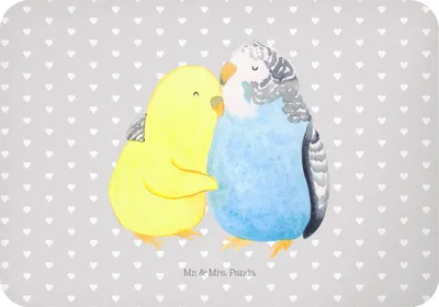 Produktbild von Mr. & Mrs. Panda magnet Wellensittich Liebe - Grau Pastell - Geschenk, büromagnet, Vögel, Verknallt, Notizhalter, Kühlschrankmagnet, Verliebt, tafelmagnet, Freund