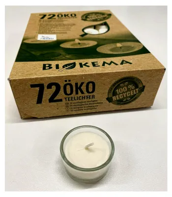 Produktbild von 72 nachhaltige Öko-Teelichter ohne Aluminiumhülle