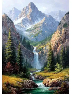 Produktbild von Diamond Painting Set Berglandschaft Wasserfall 30x40cm Bunt
