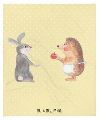Produktbild von Mr. & Mrs. Panda Decke Hase Igel - Gelb Pastell - Geschenk, Bettüberwurf, Trennungsschmerz, und, Couchdecke, Kuscheldecke, Sofadecke, Tagesdecke, Trösten, Lustige Sprüche