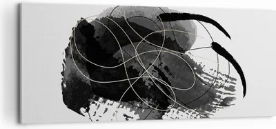 Produktbild von Bild auf Leinwand - Leinwandbild - Einteilig - Abstraktion Schwarz Flecken - 100x40cm - Wand Bild - Wanddeko - Wandbilder - Leinwanddruck - Bilder - Wanddekoration - Leinwand bilder - AB100x40-4368