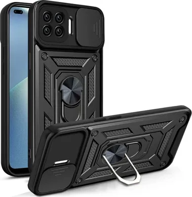 Produktbild von OPPO A93 4G Hülle mit 360° Drehbarer Magnetische Ring Ständer Halter Dia Kameraschutz TPU Bumper Silikon Schutzhülle für OPPO A93 4G Schwarz