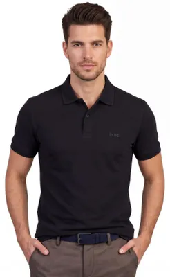 Immagine prodotto di Polo BOSS verde piqué blu scuro, vestibilità regolare