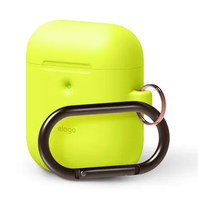 Image de Étui de recharge sans fil en silicone pour AirPods 2 / AirPods 1 jaune fluo d'Elago