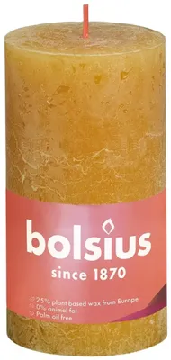 Image de Bougie tronquée rustique Bolsius, jaune miel, 130 x 68 mm