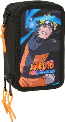 Zdjęcie produktu dla Piórnik potrójny Naruto czarny 12,5 x 19,5 x 5,5 cm 37 szt