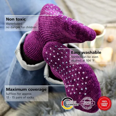 Produktbild von Viva Decor Sockenstopp 4x28ml Set - Anti-Rutsch-Lösung für Socken - Schwarz, Weiß, Perlgrau, Transparent