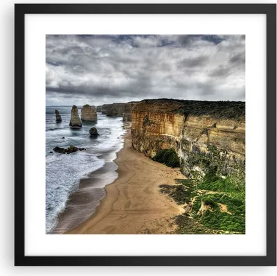Produktbild von Gerahmtes Poster - Schwarzer Rahmen - Strand Ozean Landschaft - 40x40 cm - Wand Bild - Wanddeko - Wandbilder - Wandposter - Bilderrahmen - Bilder - Kunstdruck - Wandbild - P2BAC40x40-0141