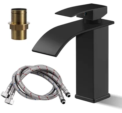Immagine prodotto di Miscelatore monocomando a cascata per lavabo, in acciaio inossidabile nero, a risparmio idrico