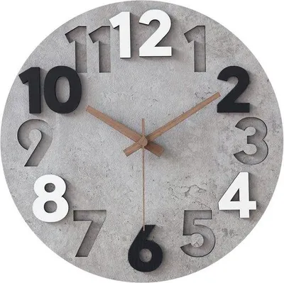 Image de Horloge murale moderne en bois de 30 cm, sans tic-tac, grise