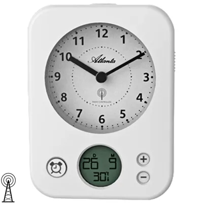 Produktbild von Atlanta 1848/0 Wecker Funk Funkwecker weiß mit Licht Snooze