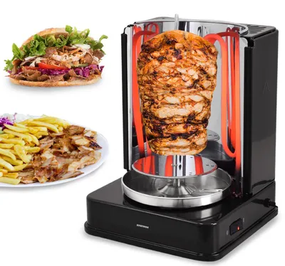 Obrázek produktu pro Syntrox Germany Tubsol gril na kuřata - univerzální gril na kebab, gyros a šašlik s výkonem 1400 W, pro 3 kg masa, snadno se čistí