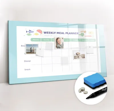 Produktbild von Magnetpinnwand Memoboard - Zubehörsatz - Schwarzer Marker + Schwamm + Magnete - 120 x 60 cm - Essensplaner