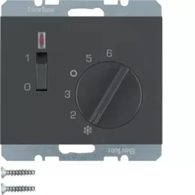 Productafbeelding van Berker 20307106 Temperatuurregelaar met contact, centraal element, wip schakelaar en LED, antraciet, mat