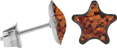 Produktbild von Ohrstecker Chirurgenstahl glitzernder Stern Farbe - Hellbraun