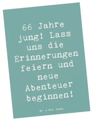 Produktbild von Mr. & Mrs. Panda Grußkarte Spruch 66. Geburtstag Feiern - Meeresbrise - Geschenk, Geburtstagsgeschenk, Glückwunsch, Fotokarte, Postkarte, inspirierender, bildkarte