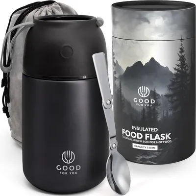 Productafbeelding van Geïsoleerde Eetbeker - Thermos Voedselcontainer - 730 ml - Zwart