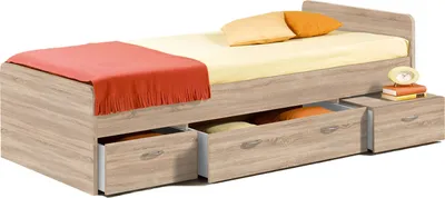 Produktbild von Bradford Modernes Einzelbett mit 3X Schubkästen 90 x 200 cm - Praktisches Jugendzimmer Kojenbett in Eiche Sonoma Optik - 95 x 66 x 204 cm (B/H/T)
