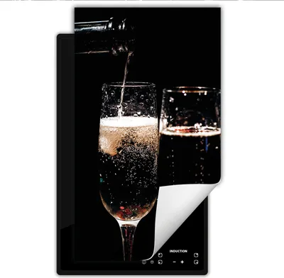 Produktbild von DarHaus Herdabdeckplatte 1 teilig 30x52 cm Anti Rutsch Matte Aufrollbar, schwarz - Wein