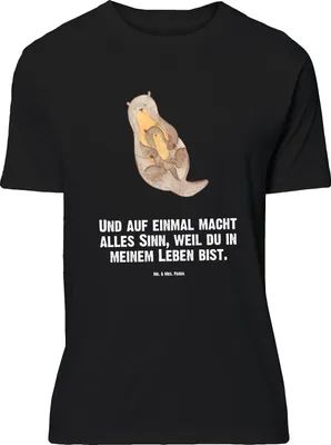 Produktbild von Mr. & Mrs. Panda Größe M T-Shirt Otter Kind - Schwarz - Geschenk, Tochter, Herren, Shirt, Baby, mit Spruch, Seeotter, Mama, Familie, Tshirt