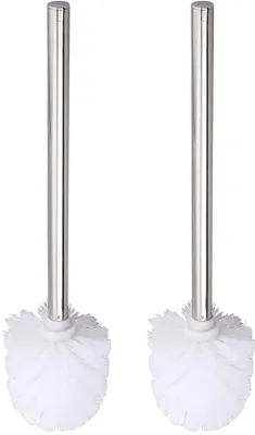 Obrázek produktu pro Toaletní kartáč s rukojetí z nerezové oceli, 8 cm, bílý, s vyměnitelnou hlavicí