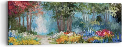 Produktbild von Bild auf Leinwand - Leinwandbild - Einteilig - Impressionismus Natur Wald - 90x30cm - Wand Bild - Wanddeko - Wandbilder - Leinwanddruck - Bilder - Wanddekoration - Leinwand bilder - AB90x30-4271