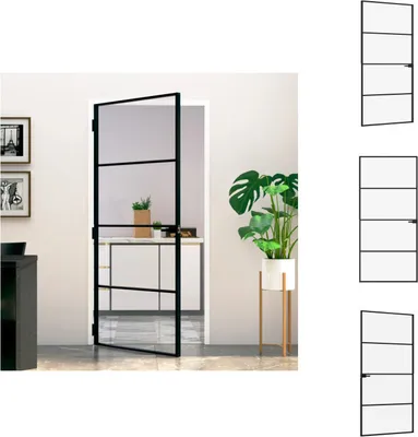 Zdjęcie produktu dla vidaXL Drzwi wewnętrzne czarne 93x201,5 cm szkło hartowane i aluminium slim - Drzwi wejściowe