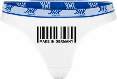 Produktbild von Damen Thong Slip - Boxer-0044-woman-white-h-S - weiß - S - hinten -  Germany Barcode - lustiges Motiv - Spruch - Unterwäsche - Unterhose - Freizeit - lustig
