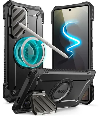 Produktbild von Schutzhülle für Samsung Galaxy S25 Ultra mit Kameraschutz, MagSafe, Ständer, Schwarz