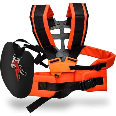 A close-up studio shot of a lawnmower harness.