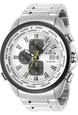 Produktbild von Invicta Aviator 50501 Herrenuhr - Quarzwerk - Edelstahl mit silbernem Zifferblatt - 50 mm