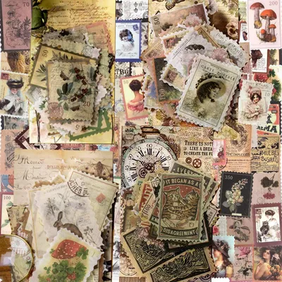 Vintage Stempel Sticker Set, 240 Stück, selbstklebend, wiederverwendbar