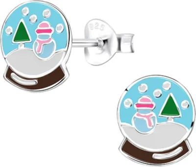 Produktbild von Weihnachtsohrringe: Kinder & Damen Ohrstecker Silber 925 Schneekugel (Snow Globe)